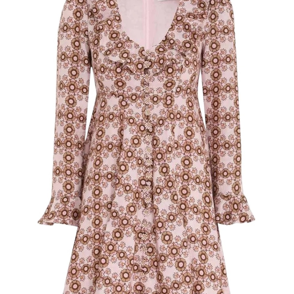 Zimmermann Pink Long Sleeve Ruffled Dress